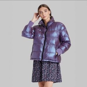 Purple Metallic Puffer Jacket
